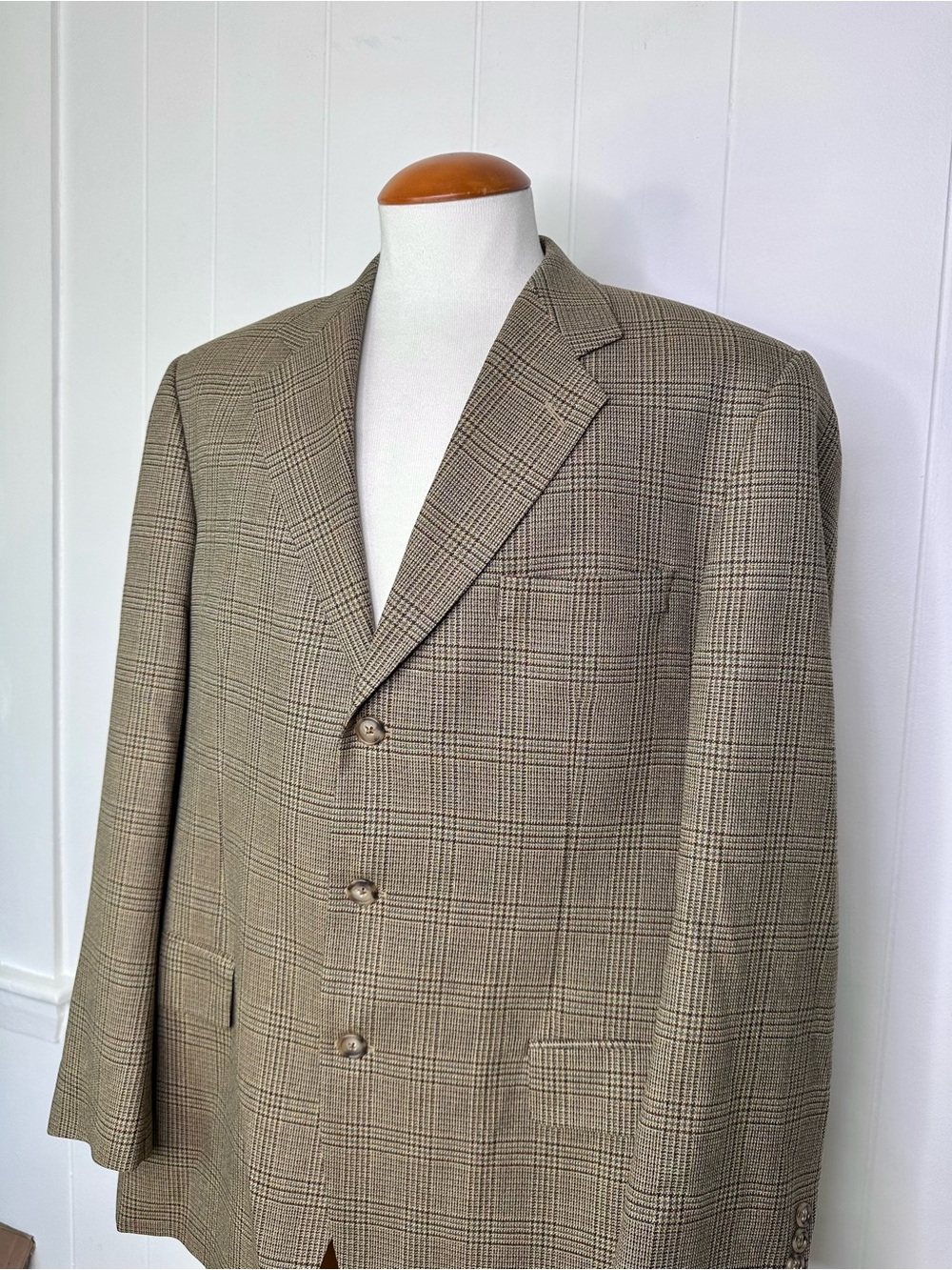 Paul Fredrick Silk Wool Plaid Blazer